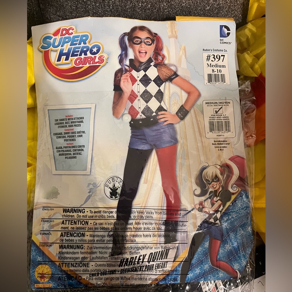 DC Comics Harlequin Costume with Black, White, and Gold Accents